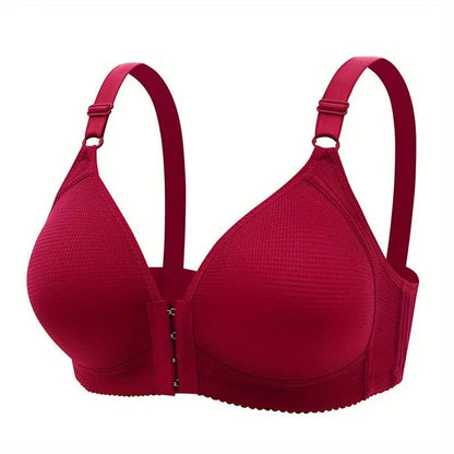 Front button gathering seamless underwire bra