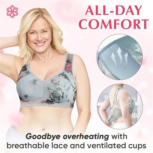 Lacy Bra, Ice Silk Cooling Bras, Ultra-thin Seamless Cooling Bra, Comfortable Bra